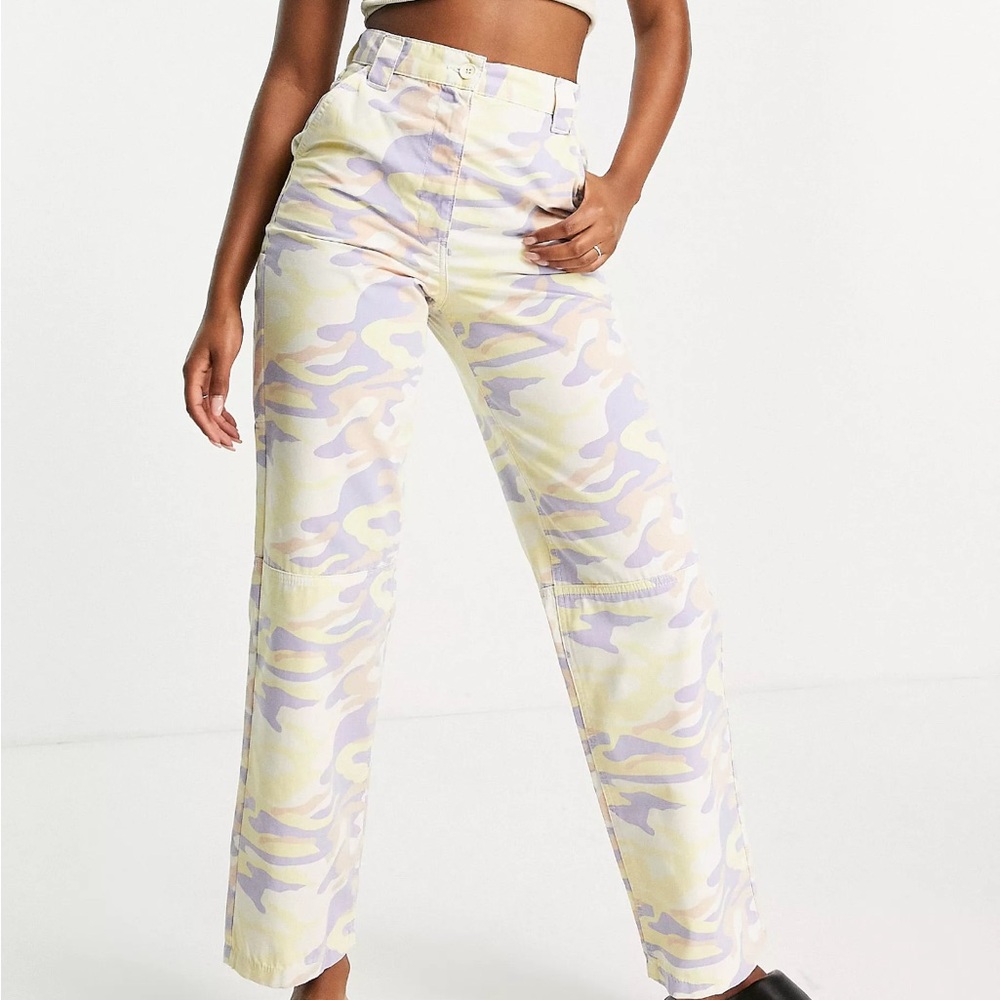 topshop colorful camo carpenter pants